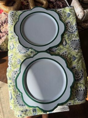 Anthropologie Lyla side plates set of 2 blue and green brand new